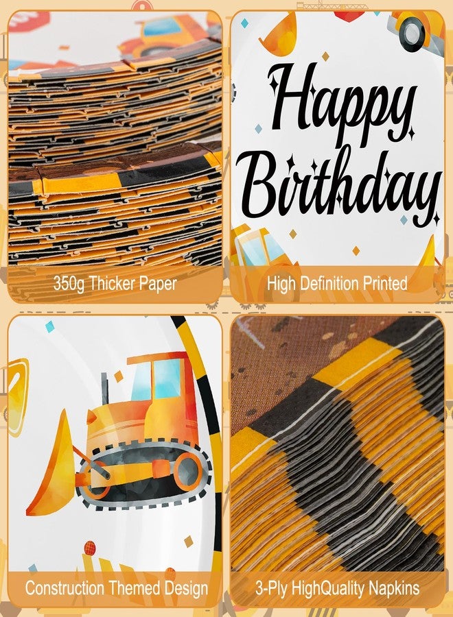 Litmitfu 100 Pcs Construction Birthday Party Supplies - Construction Themed Plates and Napkins Forks Set, Disposable Dump Truck Tableware for Boys Kids Birthday Party Decorations Favors, Serve 25 Guests - Image 4